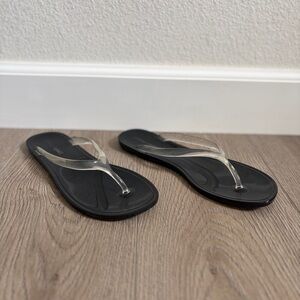 Jeffery Campbell clear Strap Black Flip Flop Sandals Women's Casual Beach Slides